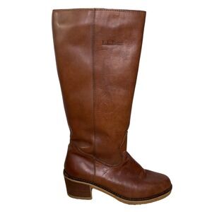 VTG L.L. Bean Knee High Riding Boots Women 10 Brown Leather Heel Shearling Lined